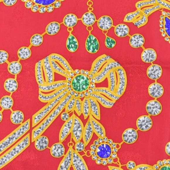 Cartier Jewelry Pattern 100% Silk Scarf Red Navy - Picture 11 of 15